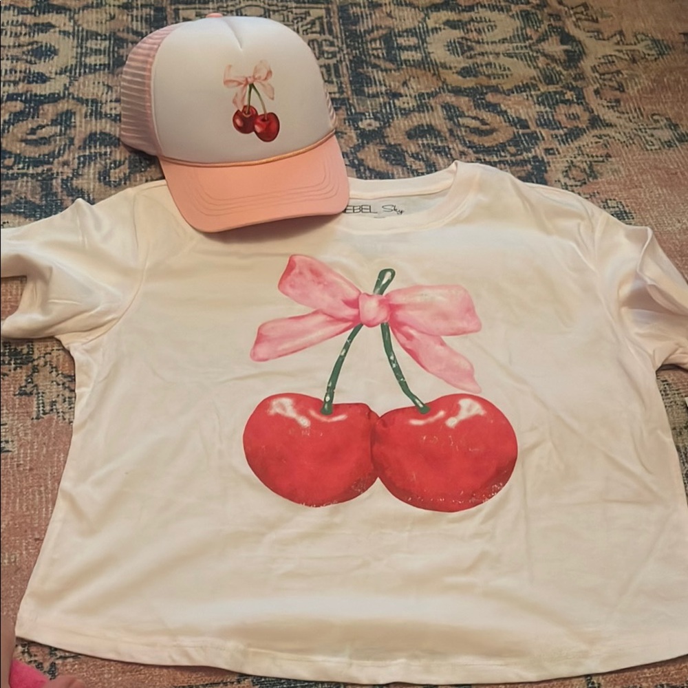 Cherry Print Shirt & hat